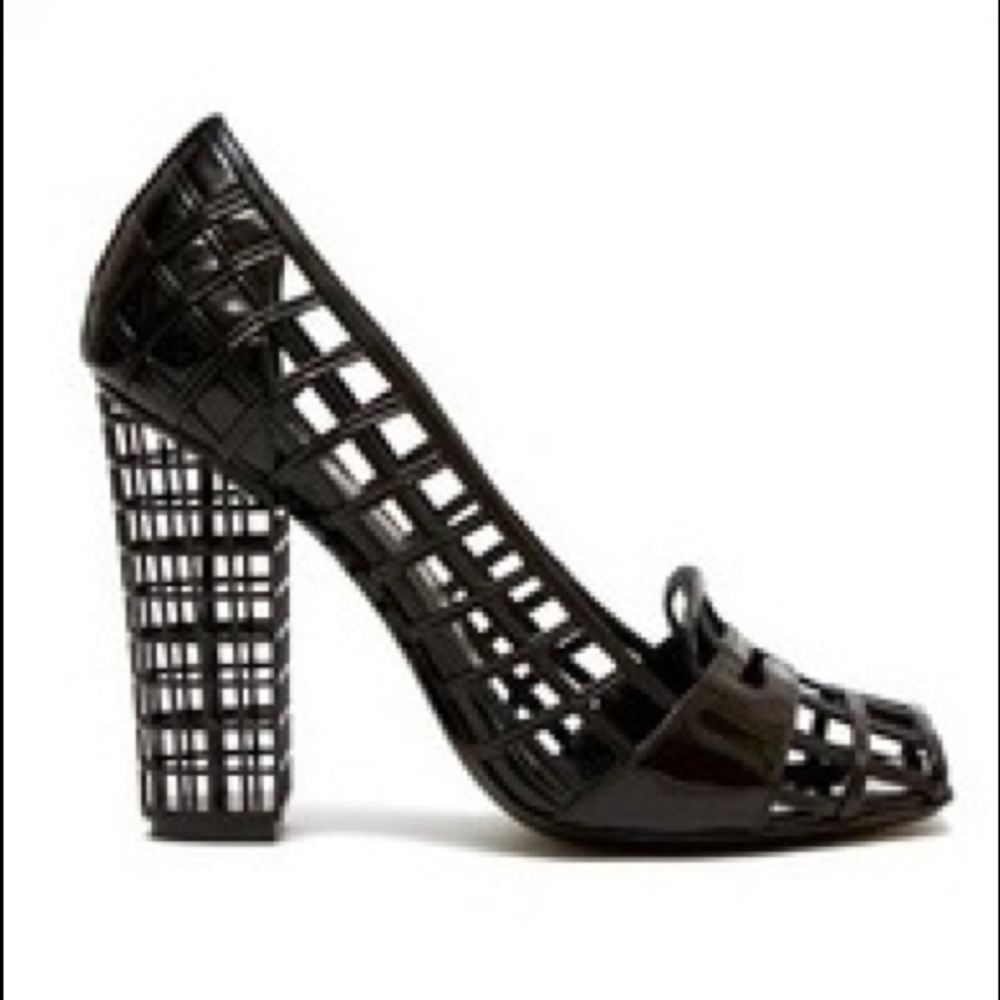 YVES SAINT LAURENT Cage Open-Toe Leather Heels